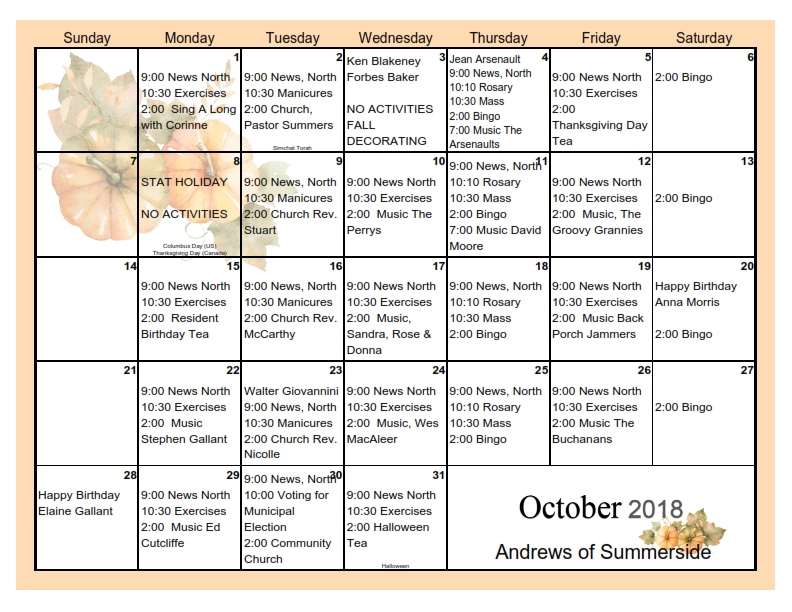 Andrews of Summerside October Calendar_001 Andrews